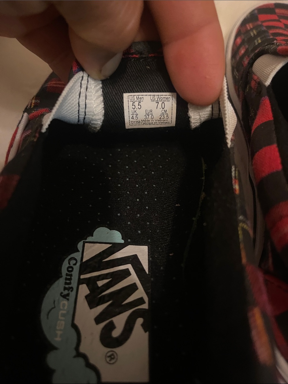 Vans ComfyCush Slip-On Plaid Checkerboard Red Black Men 5.5 / Women 7 - Picture 6 of 7